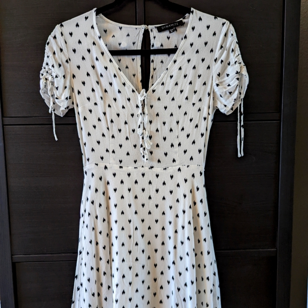 White with Black Hearts Dress